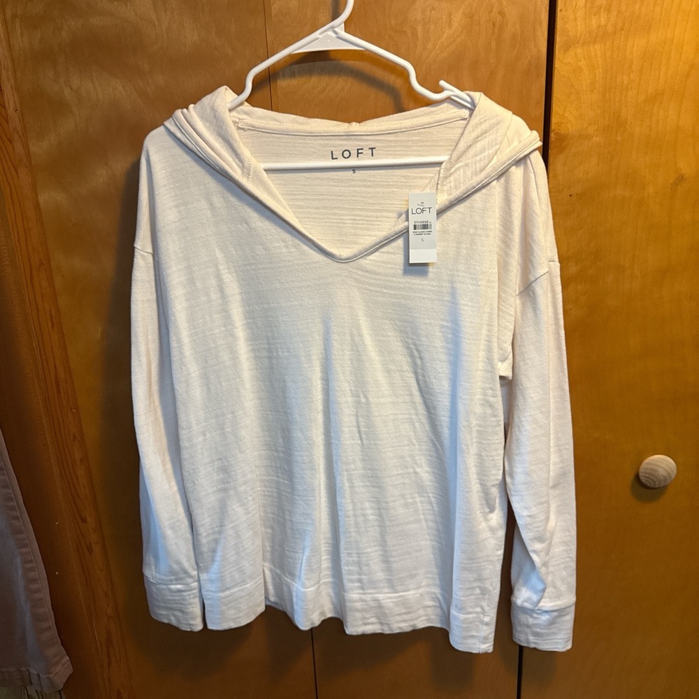 LOFT Off-White Hooded Tee